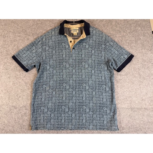 L.L. Bean Other - L.L. Bean Casco Bay Polo Mens Medium Blue Geometric Print Good Vintage 296549